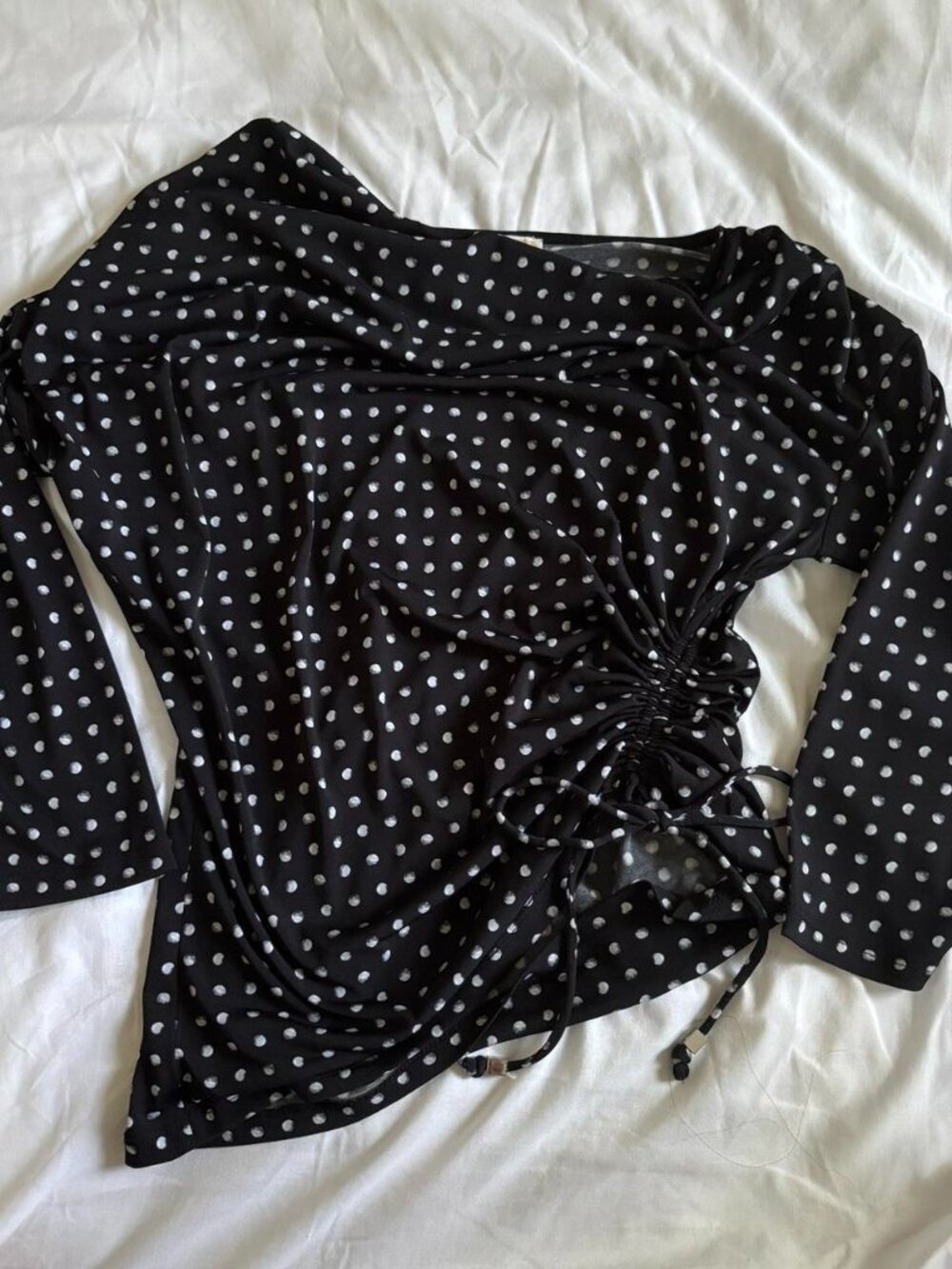 michael kors asymmetric polka dot top
